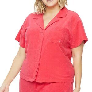 Juicy Couture Shirt Womens Extra Small Pink Terry Button Down Y2K Sleep Pajama